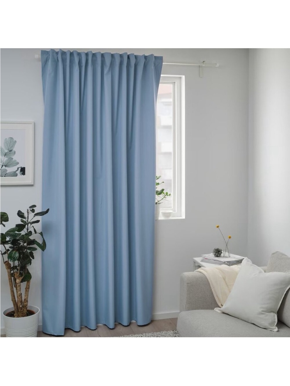 2 IKEA Sky Blue Pleated Curtain Panels